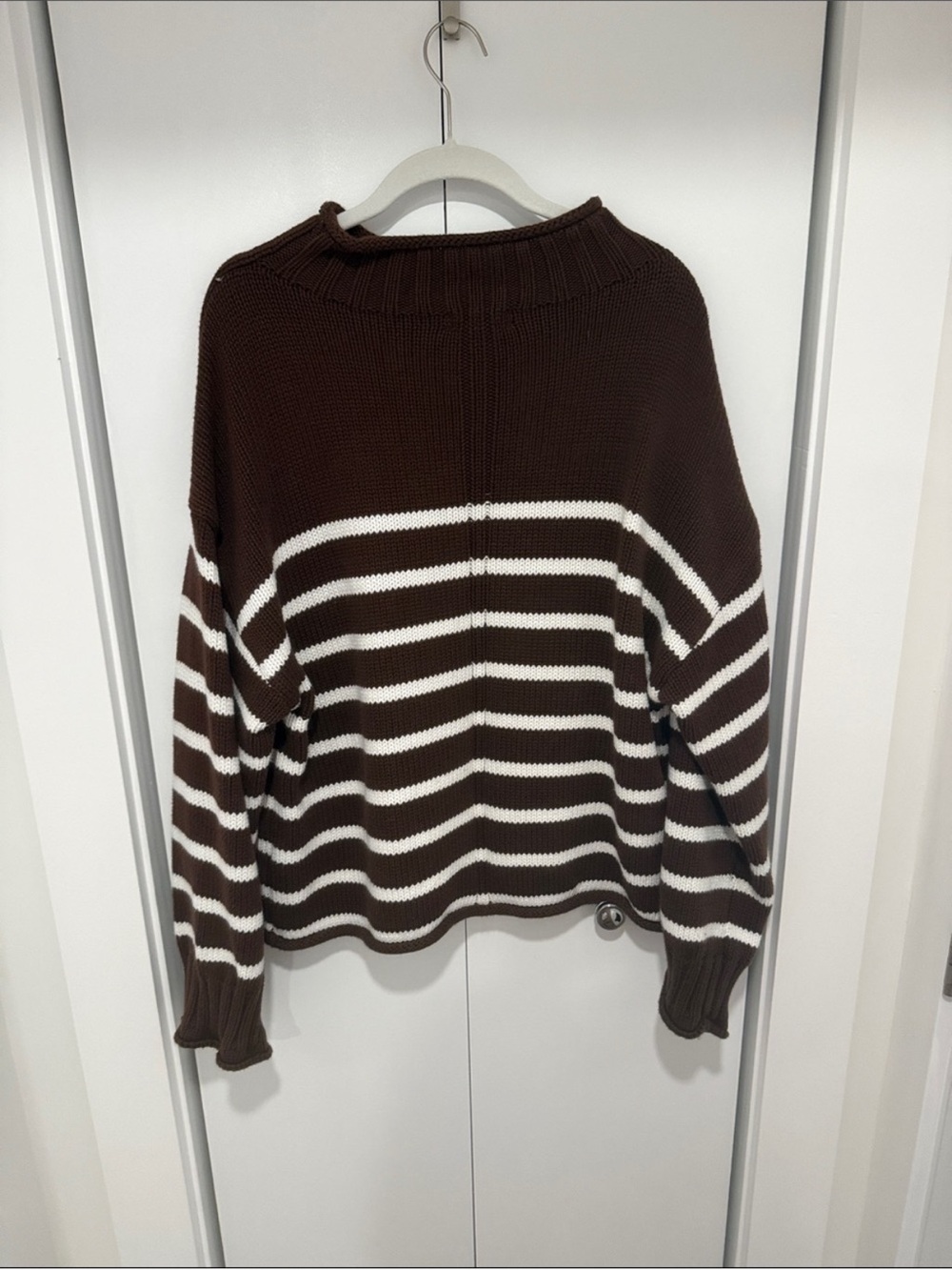 J.Crew 2025 Brown stripe roll neck cotton sweater medium - Picture 6 of 6